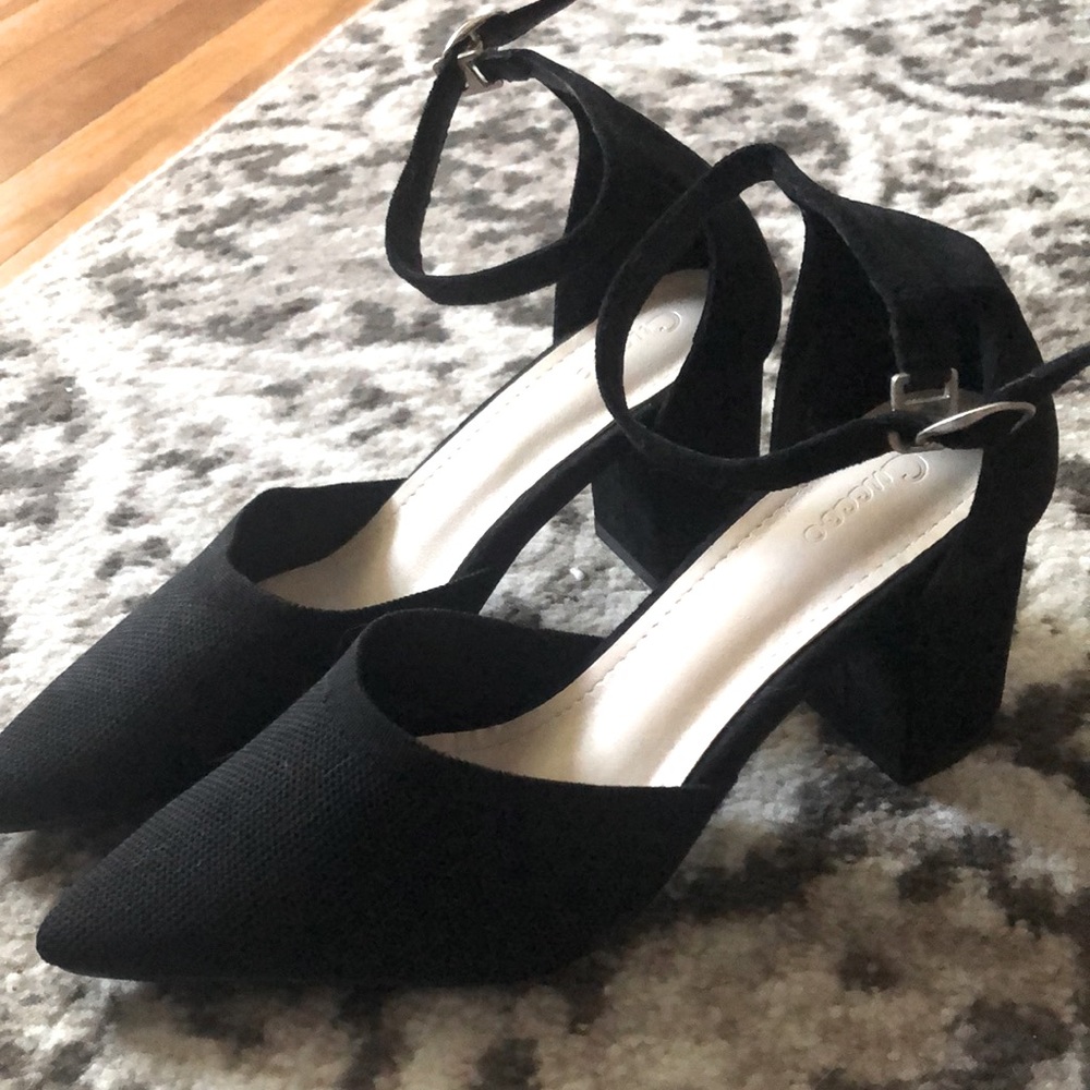 Black Pointed Toe Block Heal Size 6